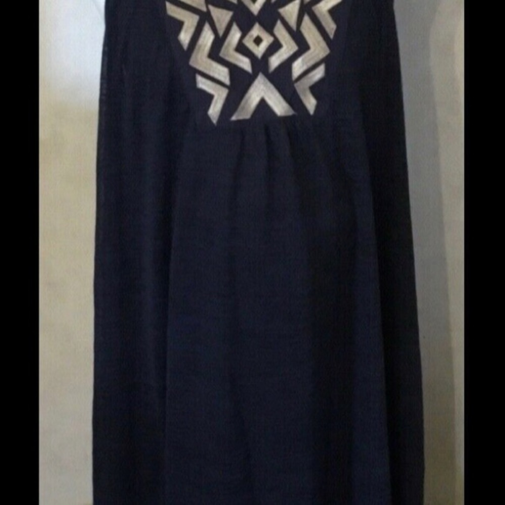 Medium Liz Lange Maternity Dress Blue Ivory Patt.